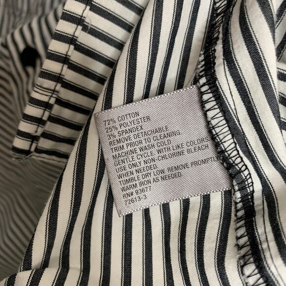 Worthington Womens 2X Black White Vertical Striped Button Down Long Sleeve Shirt - Picture 6 of 6
